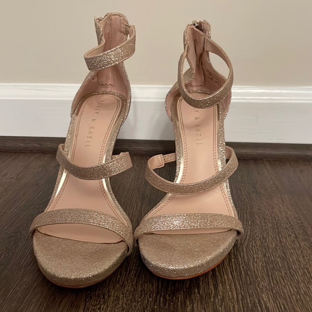 Gold sparkle heels